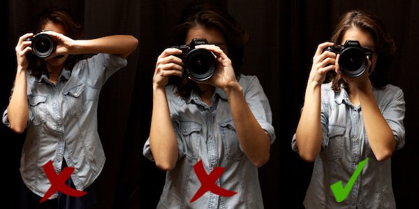 tres posiciones para sujetar la cámara hacia arriba - Cómo sujetar una cámara