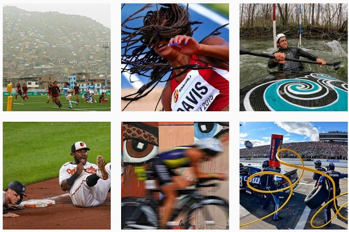 Captura de pantalla de la cartera de instagram del famoso fotógrafo deportivo patrick smith