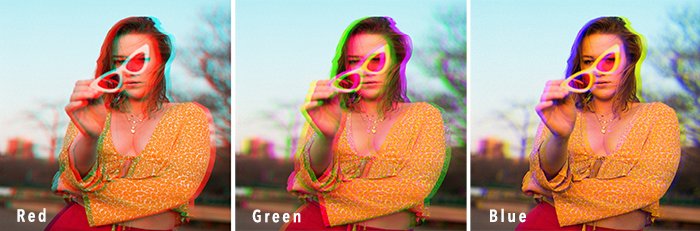 Comparar efecto 3D rojo azul verde