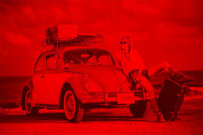 Canal de color rojo aislado para un efecto de anaglifo en Photoshop