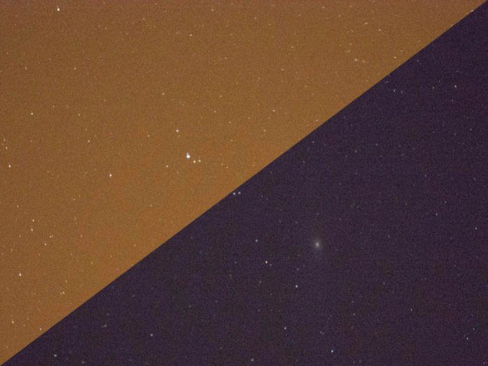 Efecto de filtro de contaminación lumínica LPR