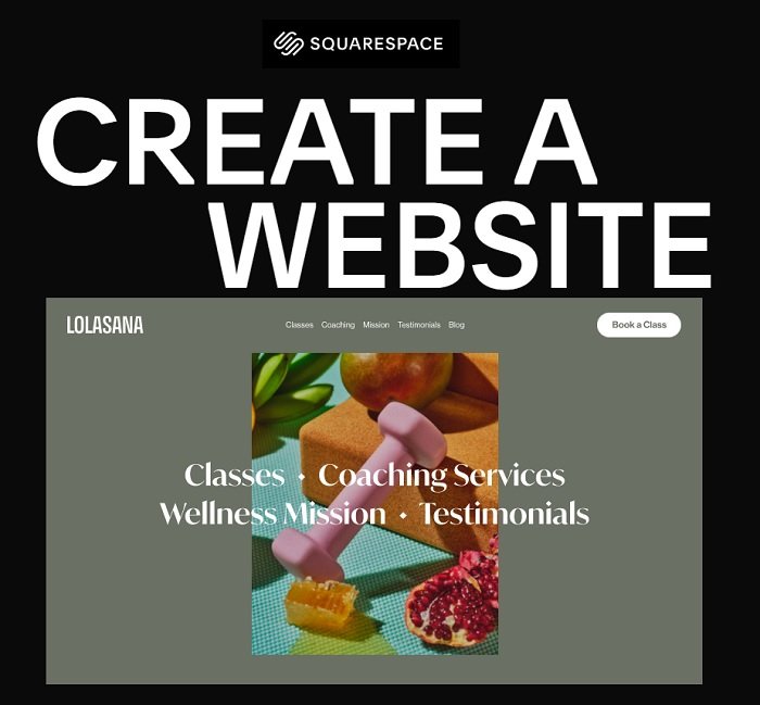 Captura de pantalla de la página de inicio del creador de sitios web de Squarespace