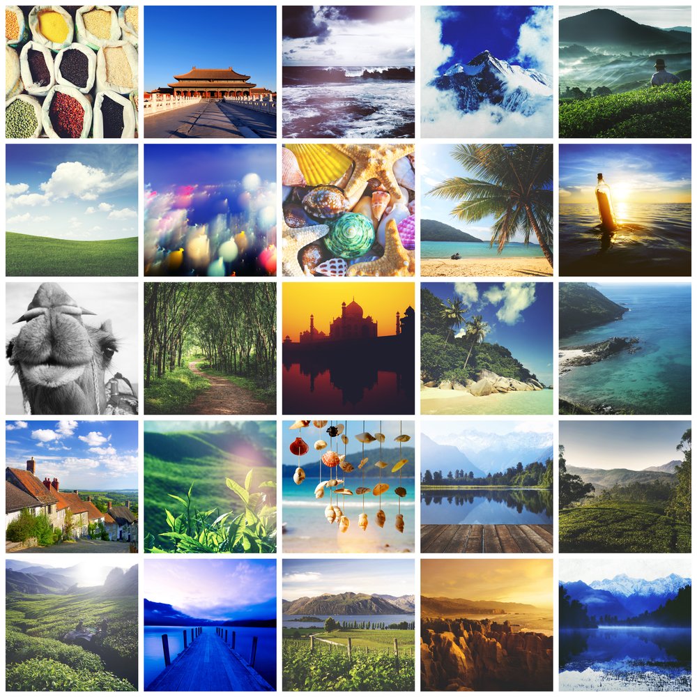 Cuadrícula de fotos de imágenes de la naturaleza usando una aplicación de collage