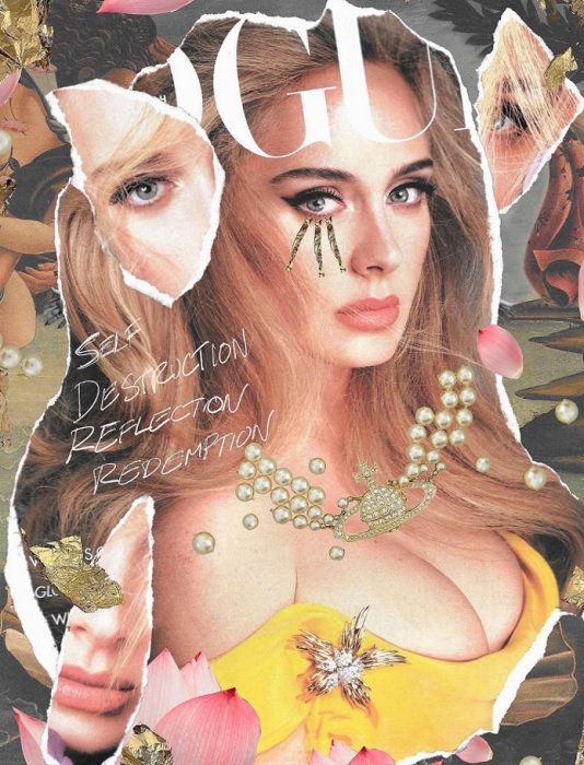 una portada de vogue deconstruida como una idea de collage digital