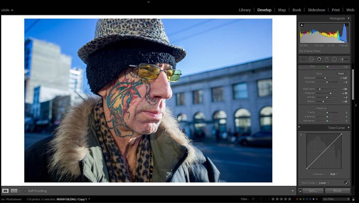 edición de luces y sombras de fotografía callejera