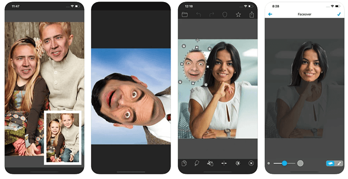 Capturas de pantalla de la aplicación de fotos divertidas Faceover