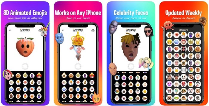 Capturas de pantalla de la aplicación de fotos divertidas Incredimoji