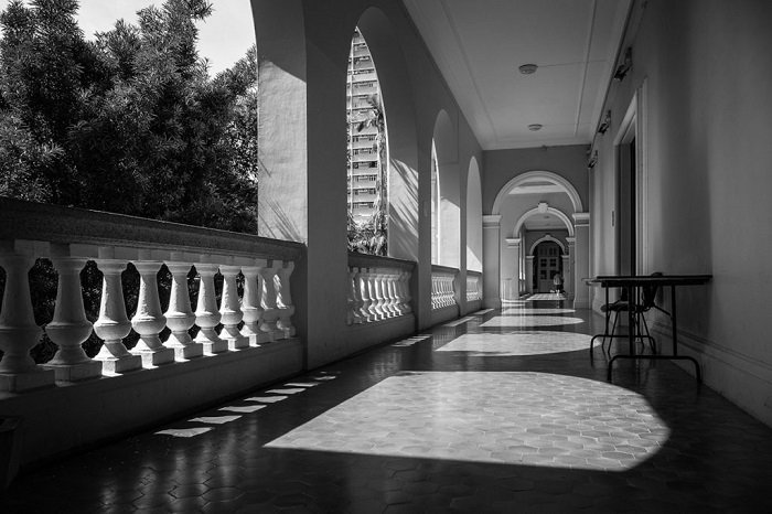 Una imagen en blanco y negro utilizando la proporción áurea