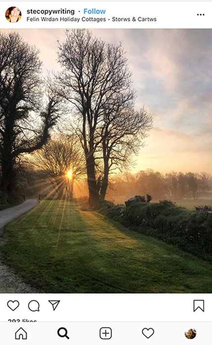Una captura de pantalla de un teléfono inteligente de una foto de un paisaje en Instagram: cómo tomar buenas fotos de Instagram