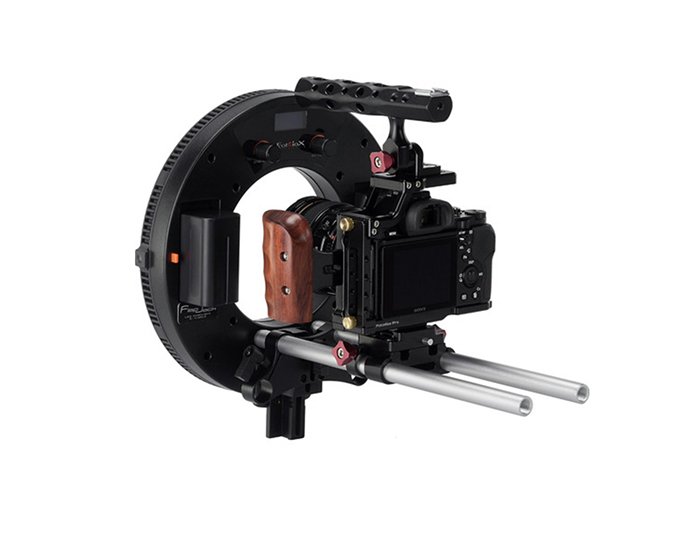 Una montura y soporte para fotografía con luz anular