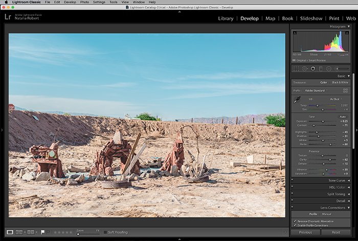 Una captura de pantalla que muestra cómo usar la herramienta de eliminación de manchas en Lightroom