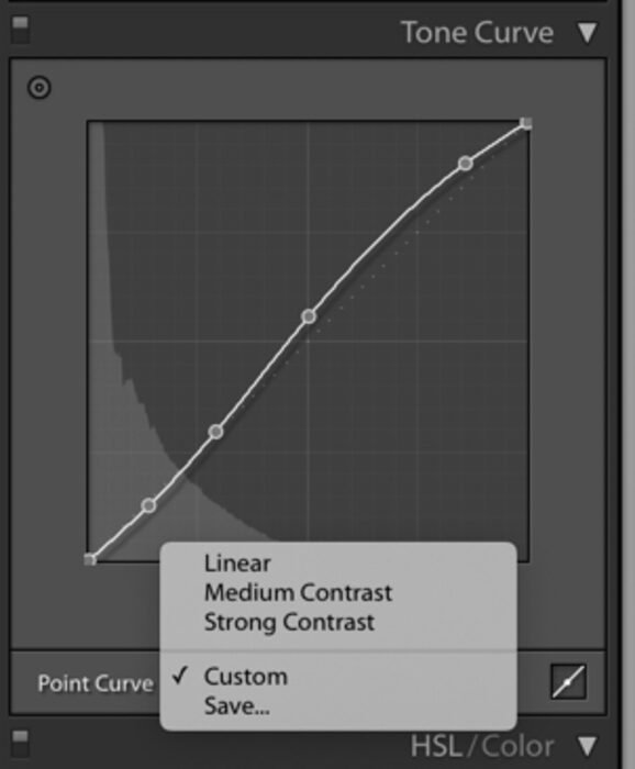 Curva de tonos de Lightroom
