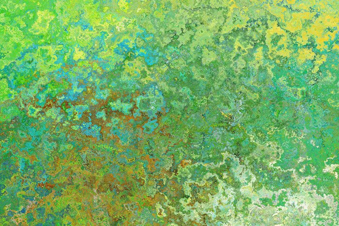 Patrón abstracto de tonos verdes, azules y amarillos.