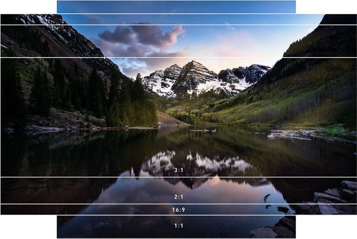 relación de aspecto de paisaje de montaña 1:1 2:1 3:1 16:9