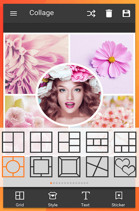 Captura de pantalla de la aplicación de collage PhotoGrid