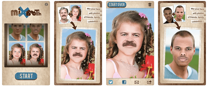 captura de pantalla de mixbooth de la aplicación de intercambio de rostros