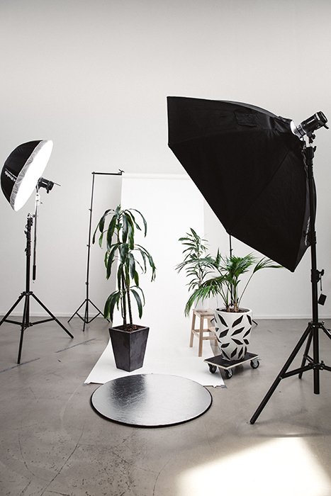Configuración de iluminación de estudio de fotografía interior
