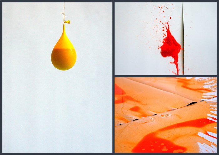 tríptico de fotografiar un globo explotando