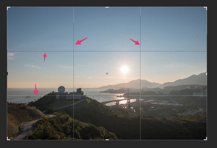Captura de pantalla del recorte de una imagen según la regla de los tercios