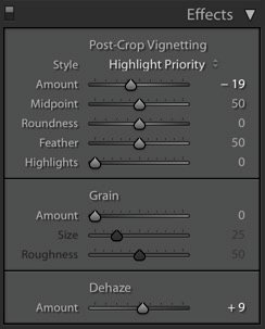 Efectos en Adobe Lightroom.
