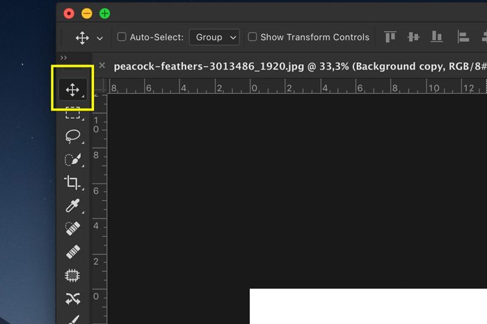 Captura de pantalla de cómo reflejar una imagen en Photoshop