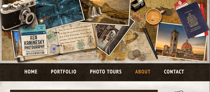 Captura de pantalla del blog de fotografía de Ken Kaminesky
