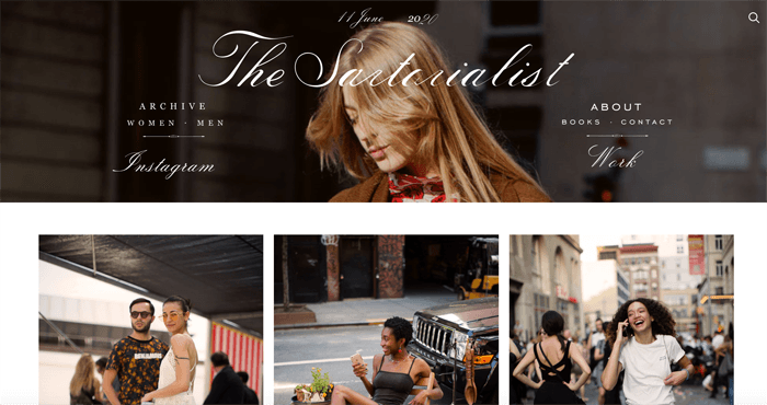 Captura de pantalla de la página de inicio del blog de fotografía de Sartorialist