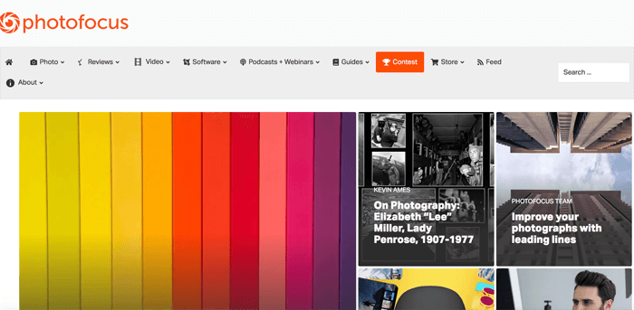 Captura de pantalla de la página de inicio del blog de fotografía de Scott Bourne