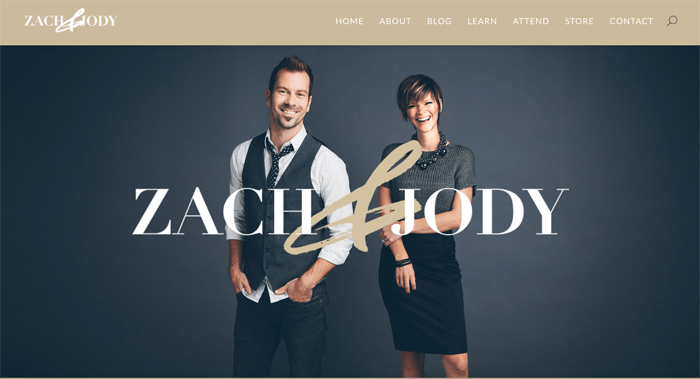 Captura de pantalla de la página de inicio del blog de fotografía de Jack y Jody