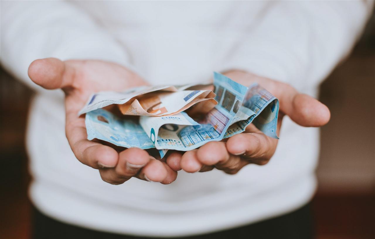 Foto de manos sosteniendo billetes de euro