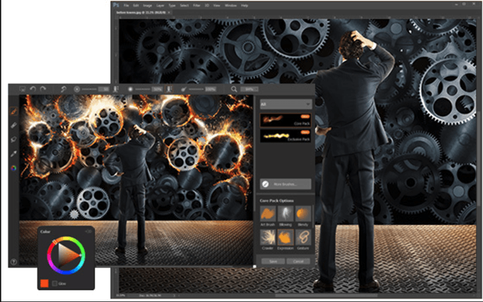 Capturas de pantalla del complemento de Photoshop de ParticleShop