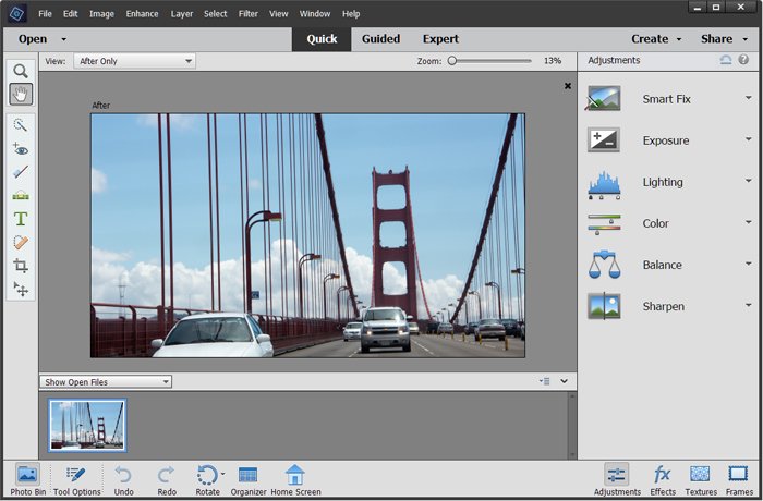 Una captura de pantalla de Photoshop Elements, una de las mejores versiones de Photoshop