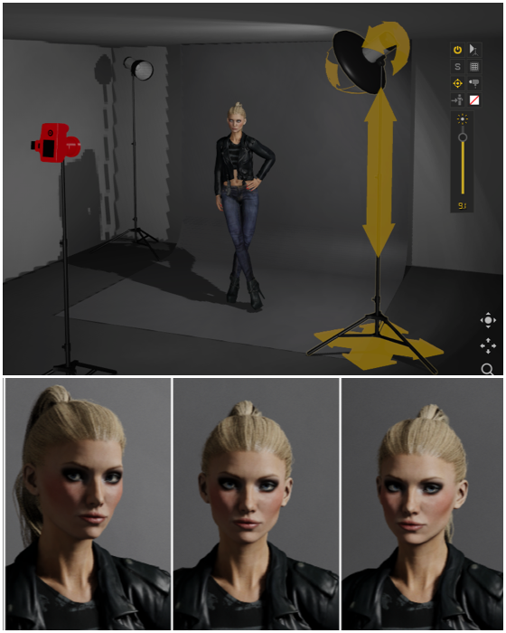 Configuración del estudio de iluminación de Rembrandt