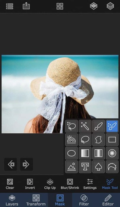 Captura de pantalla del uso de máscaras en la aplicación de superposición