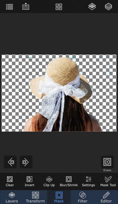 Captura de pantalla del uso de máscaras en la aplicación de superposición
