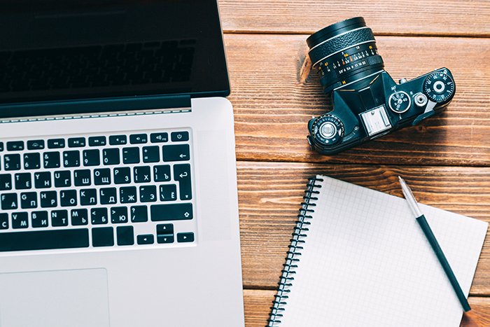 El espacio de trabajo de un fotógrafo.