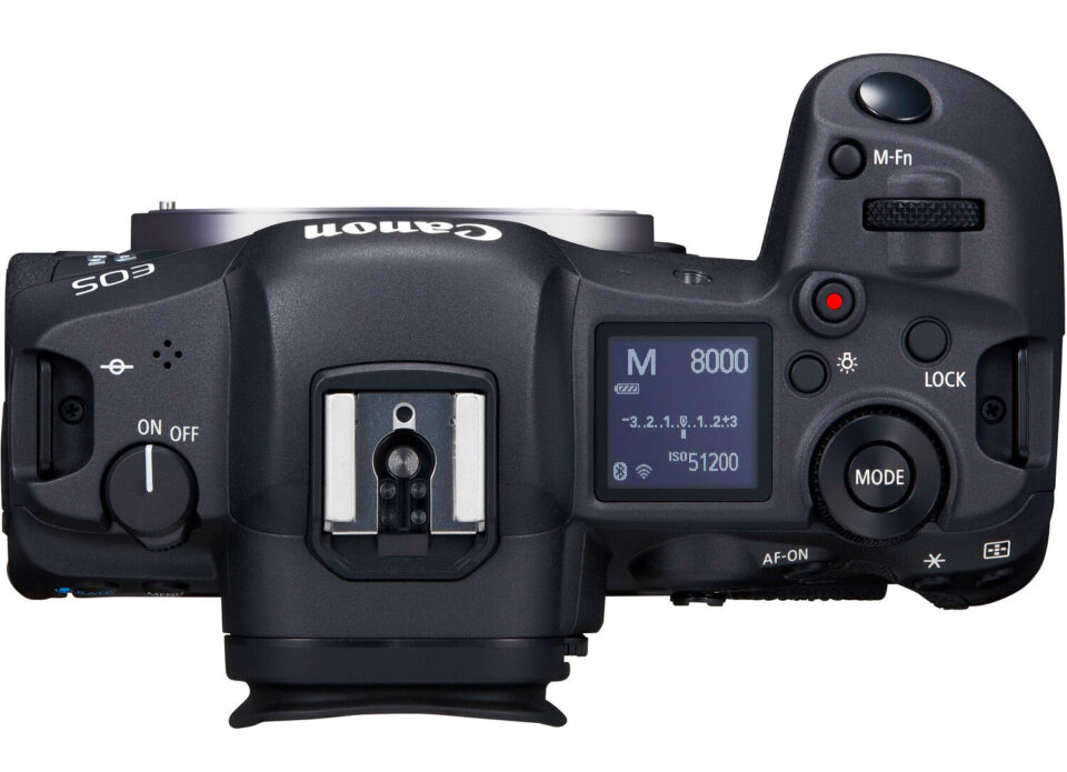 Vista superior de la EOS R5 de Canon