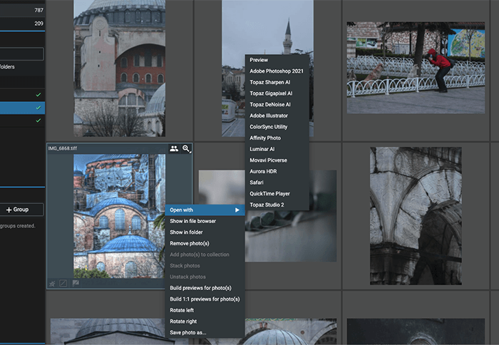 una captura de pantalla de las opciones de integración del software Excire Foto