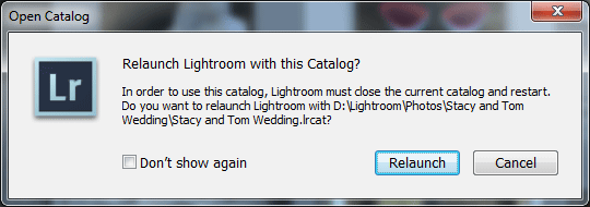 Relanzamiento del catálogo de Lightroom