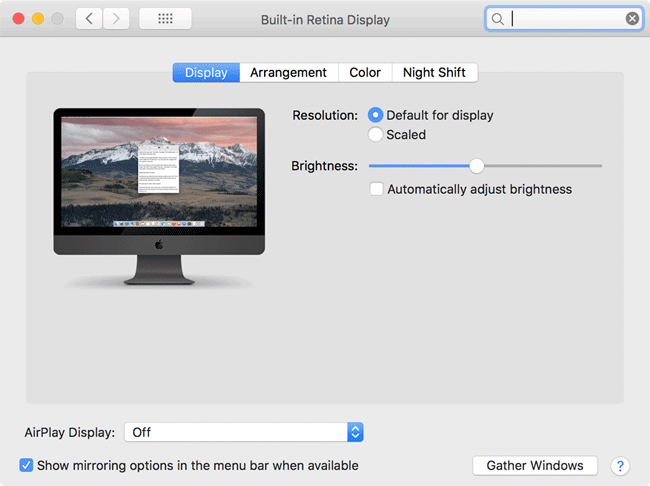 Configuración de brillo inicial de iMac Pro