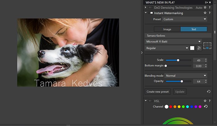 Imagen de la función de marca de agua del software de procesamiento de imágenes Dxo PhotoLab 4
