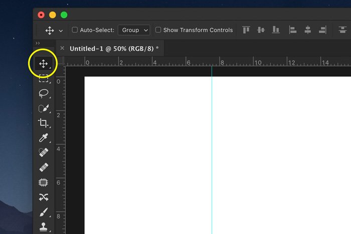 Una captura de pantalla que muestra cómo agregar una guía de Photoshop