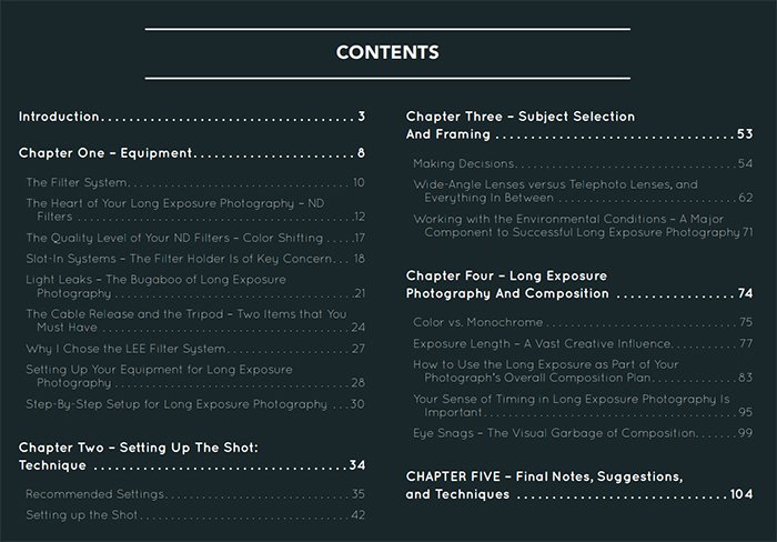 contenido del eBook de larga exposición