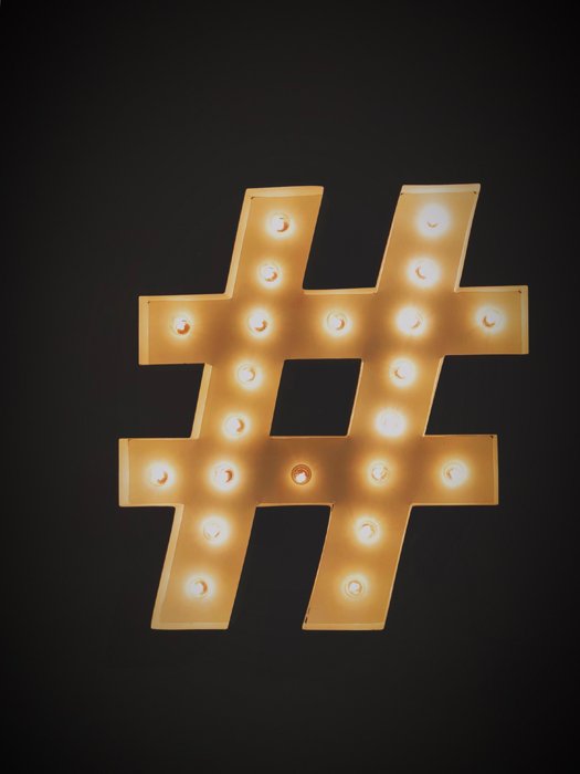 Hashtag de Instagram 3d iluminado