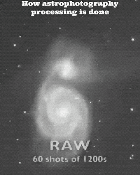 un gif que muestra cómo se realiza el procesamiento de astrofotografía - Recursos de software de astrofotografía