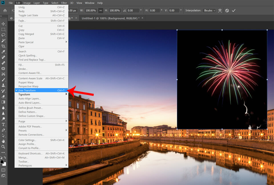 Capa de fuegos artificiales en Photoshop