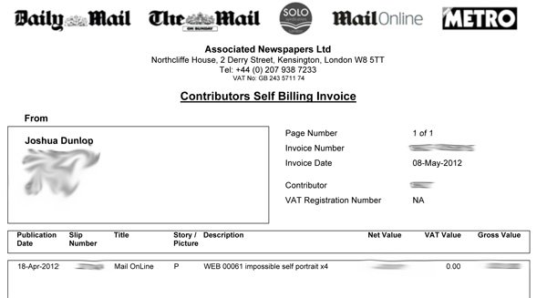 Captura de pantalla de una factura de facturación